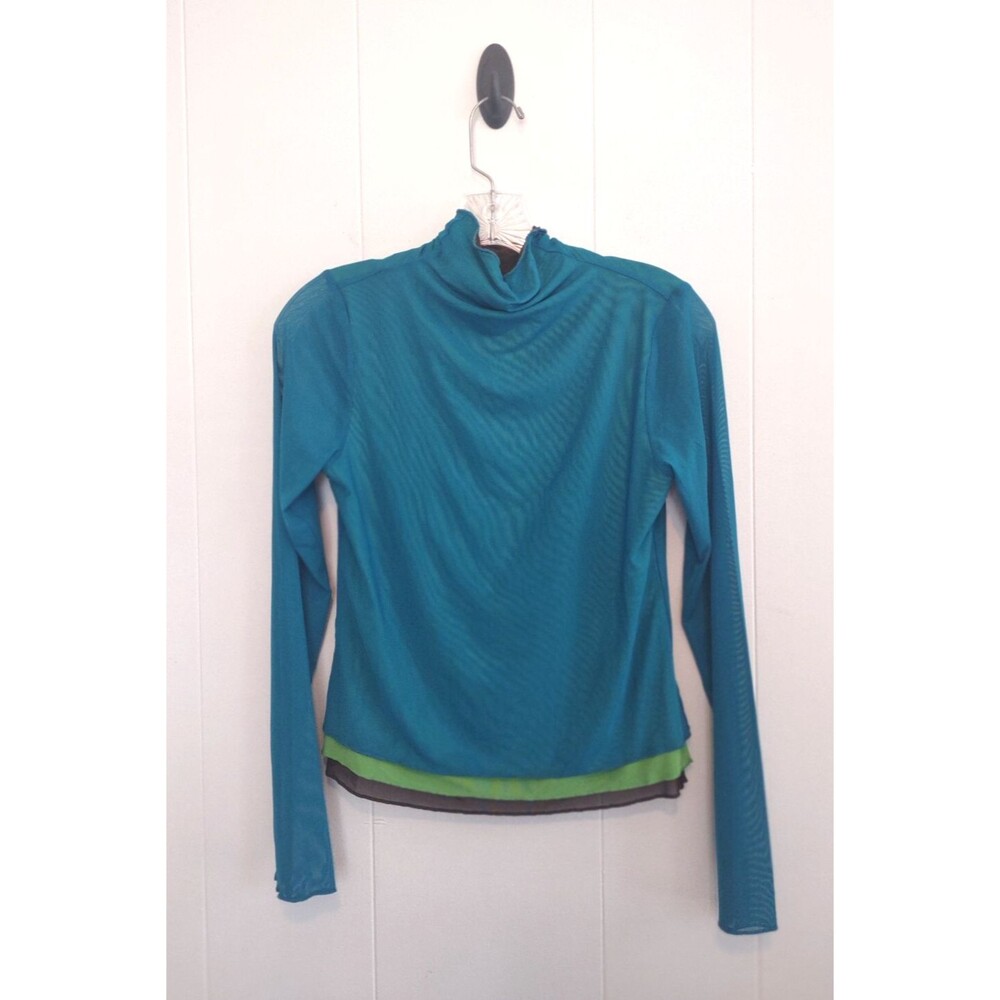 Simon Miller | NWT Teal Green Mesh High Neck Long Sleeve 90s Y2K Top Size Small - Picture 6 of 8